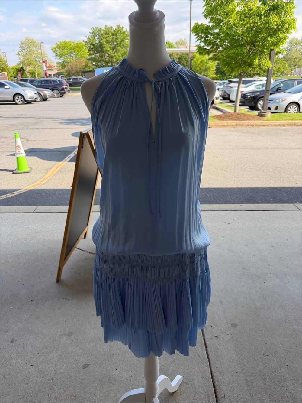Current/Aire Light Blue Pleated Halter Midi Dress